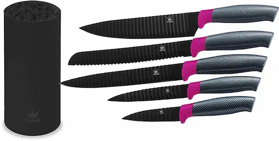 KING Messerblock »Carbon Optic« 6 Stk. Wellenschliff günstig online kaufen