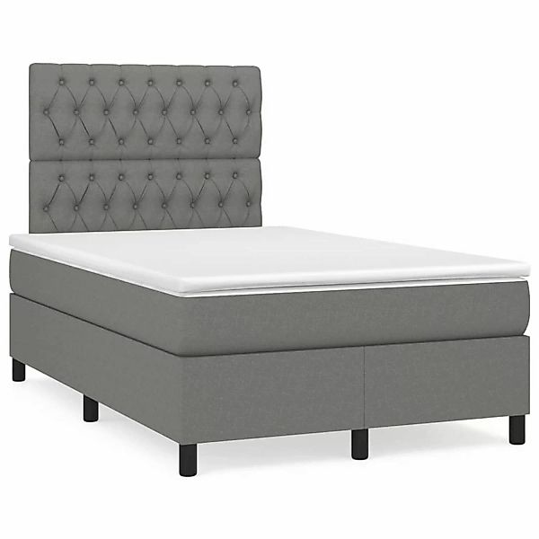 vidaXL Boxspringbett Boxspringbett mit Matratze Dunkelgrau 120x200 cm Stoff günstig online kaufen