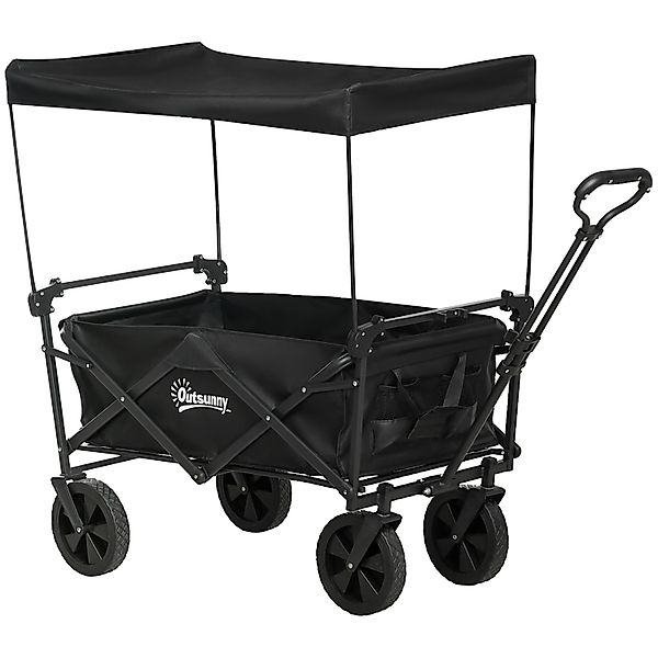 Outsunny Gartenwagen  Stahl Oxfordstoff Schwarz 97L x 52B x 105H cm günstig online kaufen