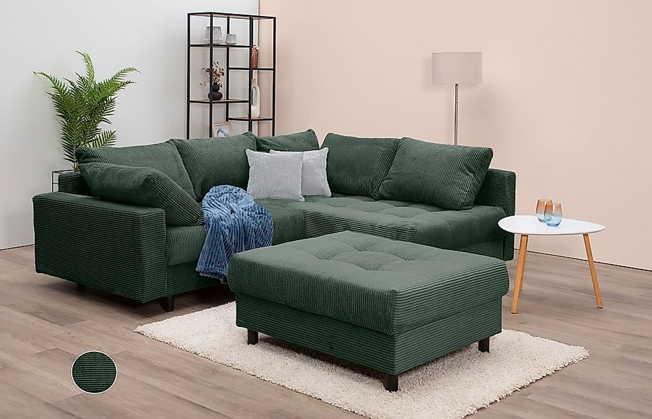 Home affaire Ecksofa "Toni L-Form", Ottomane beidseitig montierbar, Federke günstig online kaufen