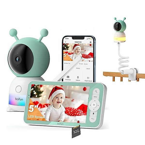 Boifun Video-Babyphone 2K 3MP/5 Zoll WLAN Video Babyfone Babyphone mit Kame günstig online kaufen