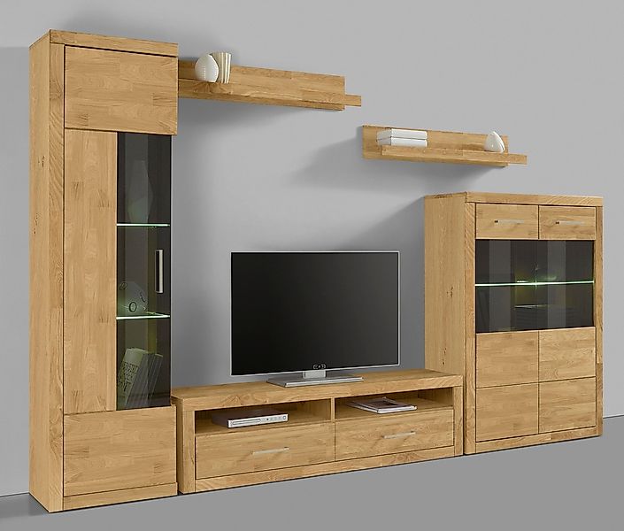 Home affaire Wohnwand "Ribe,Set-5 St.,Oberplatten massiv,viel Stauraum", (S günstig online kaufen
