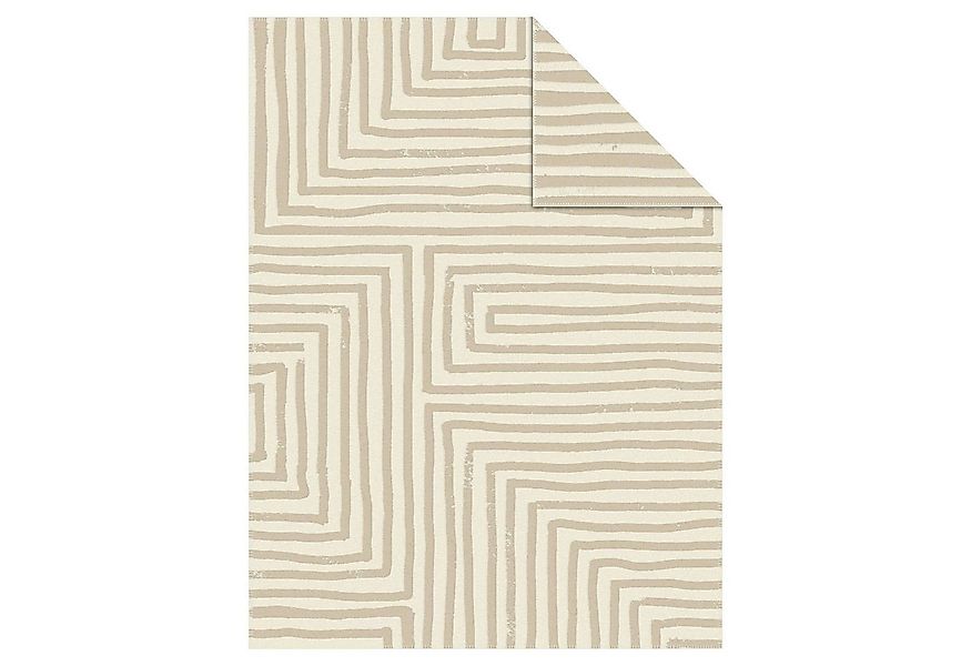 Wohndecke KOLO, 150 x 200 cm, Beige, Weiß, Mischgewebe, IBENA, Made in Germ günstig online kaufen