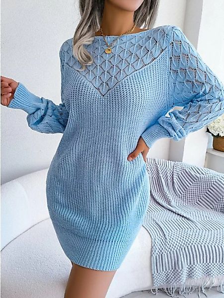 RUZU UG Strickkleid Damen kleid Einteiliger Kragen Pulloverkleid Etuikleid günstig online kaufen