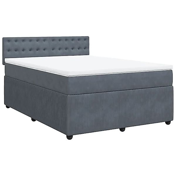 vidaXL Boxspringbett mit Matratze Dunkelgrau 160x200 cm Samt 3290095 günstig online kaufen