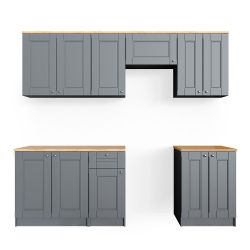 Vicco Küchenzeile Bergamo, Grau/Goldkraft Eiche, 240 günstig online kaufen