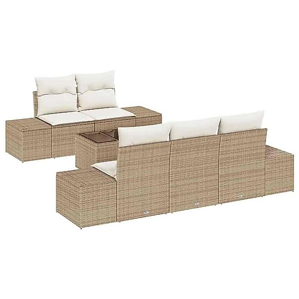 vidaXL Gartensofa-set mit Kissen 6-Tlg Beige und Creme Poly-Rattan 3355610 günstig online kaufen