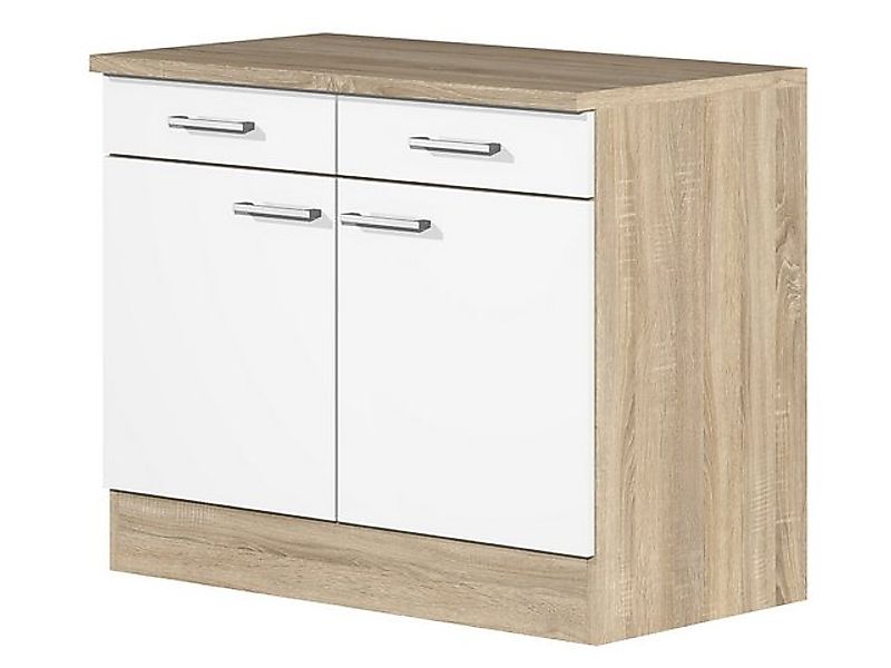 Flex-Well Unterschrank Küchenunterschrank - 100 cm breit - Weiß Sonoma Eich günstig online kaufen