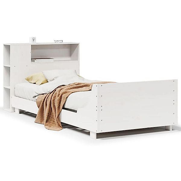 vidaXL Massivholzbett ohne Matratze Weiß 100x200 cm Kiefernholz 3323666 günstig online kaufen