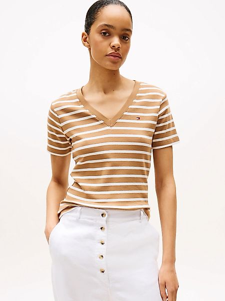 Tommy Hilfiger T-Shirt "SLIM CODY V-NK SS mit V-Ausschnitt und Streifen" Ba günstig online kaufen