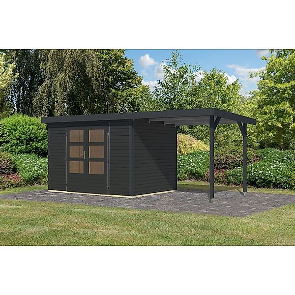 Karibu Gartenhaus Ernesto 4 C Anbaudach Anthrazit/Anthrazit 209 x 298 x 213 günstig online kaufen