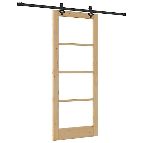 vidaXL Schiebetür ORKDAL Braun 83 x 202 cm Holz und Metall 3332193 günstig online kaufen
