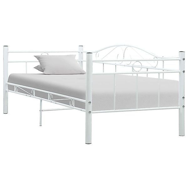 furnicato Bettgestell Tagesbett-Rahmen Weiß Metall 90×200 günstig online kaufen