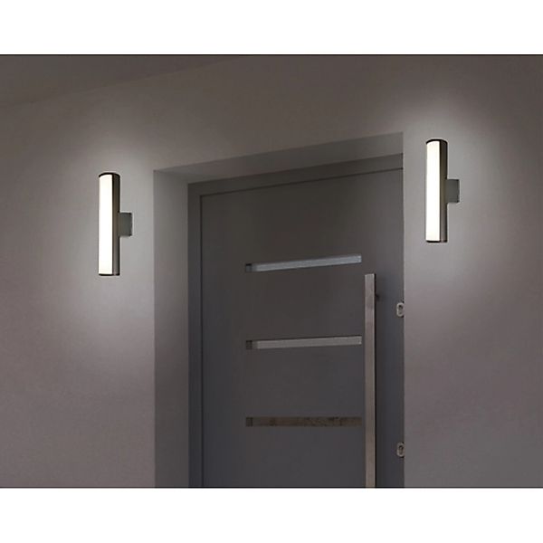 näve LED Außen-Wandleuchte "Flair" 1 Stk. Warmweiß Aluminium dunkelgrau Län günstig online kaufen
