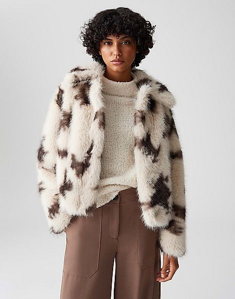 OPUS Winterjacke HAJORA verkürzt in Felloptik lockere Passform, weicher Gri günstig online kaufen