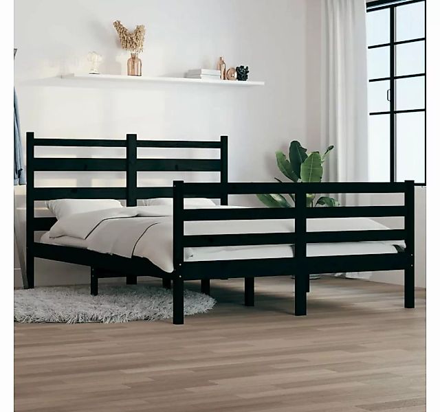 furnicato Bett Massivholzbett Kiefer 160x200 cm Schwarz günstig online kaufen