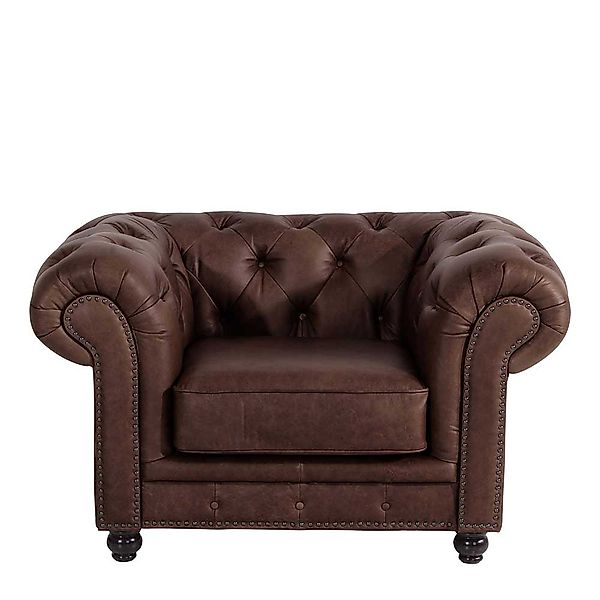 Clubsessel Leder braun im Chesterfield Look 135 cm breit günstig online kaufen