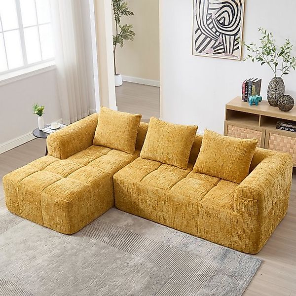 OKWISH Sofa Schlafsofa Kindersofa Loungesofa, mit Chaiselongue und 3 Kissen günstig online kaufen