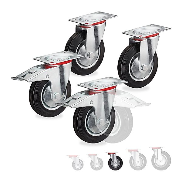 relaxdays Schwerlastregal Schwerlastrollen 4er Set, 125 günstig online kaufen