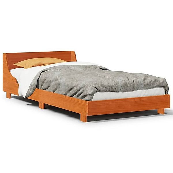 vidaXL Bett, Massivholzbett ohne Matratze Wachsbraun 90x200 Kiefernholz günstig online kaufen