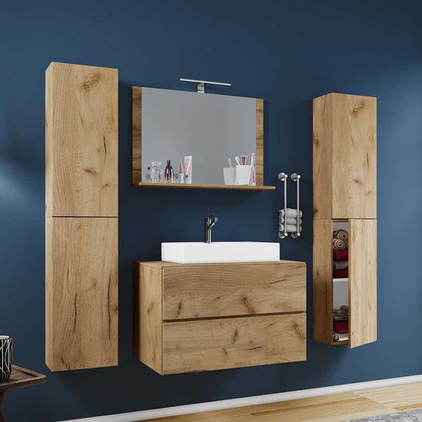 Badmöbelkomplettset Wand hängend in modernem Design 150 cm hoch (vierteilig günstig online kaufen