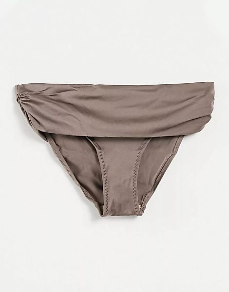 Pour Moi – Größere Brust – Azure – Bikinihose mit Umschlagbund in Bronze-Go günstig online kaufen
