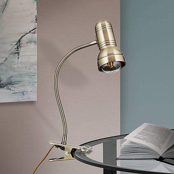 Orion Leuchten Klemmleuchte Wilhelm Schwanenhals 1 x E27 Antik günstig online kaufen