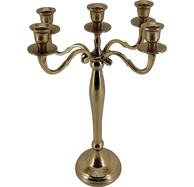 Lesli Living Kerzenständer edler Kerzenhalter Brush gold 40,5cm 5-armig günstig online kaufen