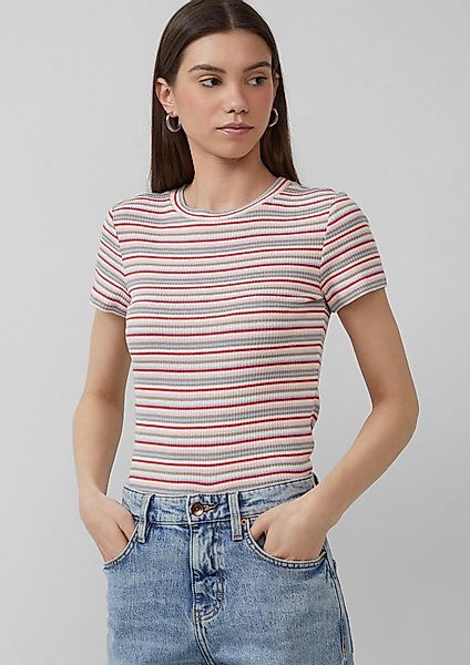 QS Kurzarmshirt T-Shirt schmal geschnittenes Ringelshirt günstig online kaufen