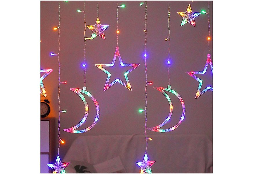 Qualra LED-Lichterkette 120 LEDs Lichtervorhang Stern Mond Lichterkette Bat günstig online kaufen