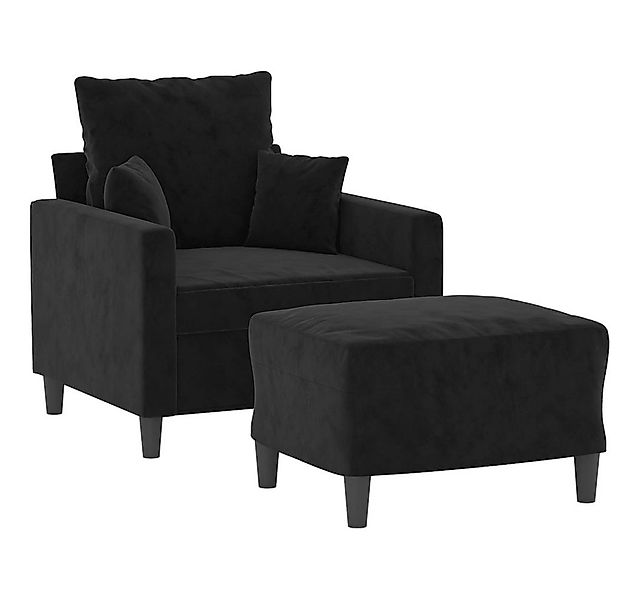 vidaXL Sofa Sessel mit Hocker Schwarz 60 cm Samt günstig online kaufen