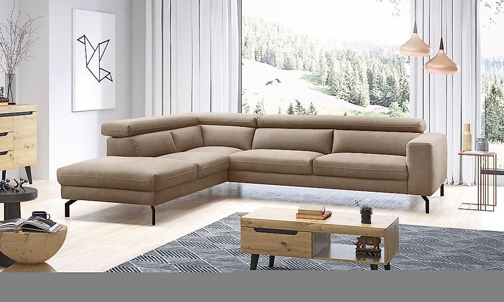 Places of Style Ecksofa "Olanta, L-Form", mit verstellbaren Kopfstützen günstig online kaufen