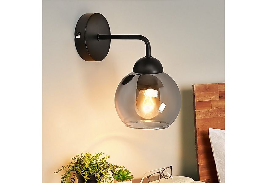 Nettlife Wandleuchte innen Vintage E27 Glas Schwarz Flurlampe industrial Wa günstig online kaufen