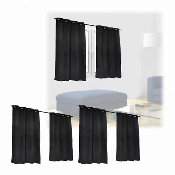 relaxdays 6 x Vorhang schwarz 120 x 135 cm günstig online kaufen