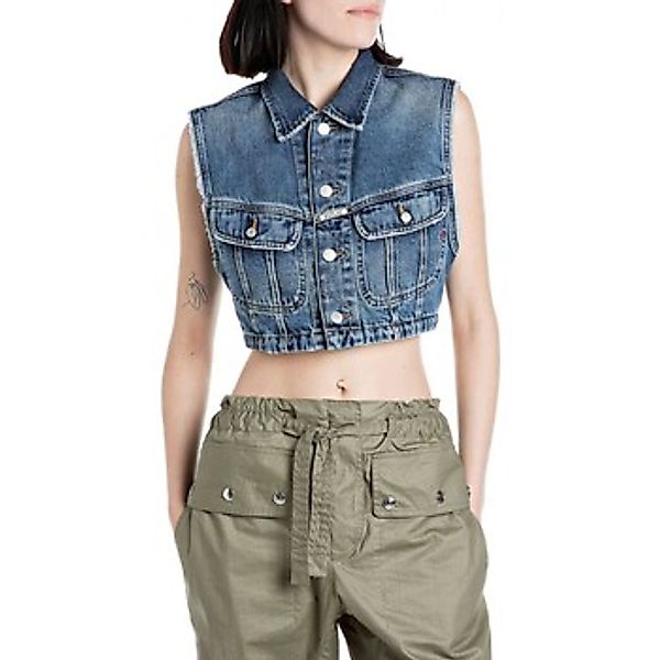 Replay  Jacken Kurze Weste aus blauem Denim günstig online kaufen