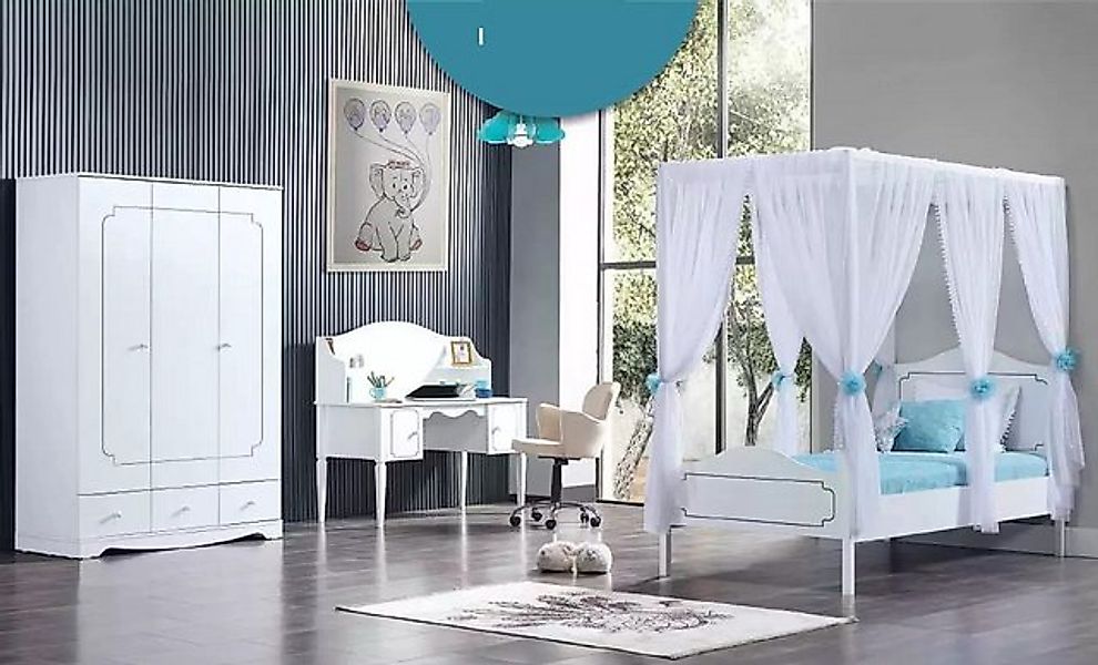 Xlmoebel Kinderbett Bett im Kinder- oder Schlafzimmer: Himmelbett aus weiße günstig online kaufen