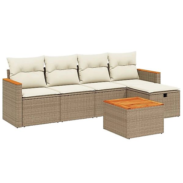 vidaXL 6-tlg Garten-Sofagarnitur mit Kissen Beige Poly Rattan Modell 226 günstig online kaufen