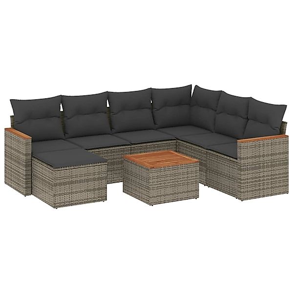 vidaXL 8-Tlg Garten-Sofagarnitur mit Kissen Grau Poly Rattan 3258616 günstig online kaufen