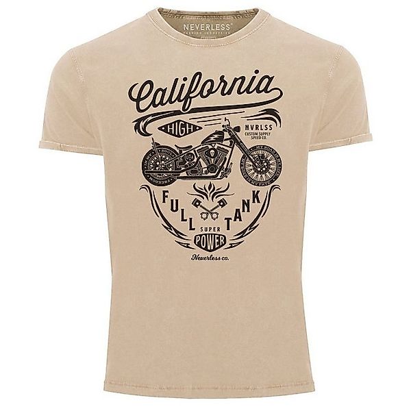 Neverless Print-Shirt Herren Vintage Shirt Biker Motorrad Schriftzug Califo günstig online kaufen