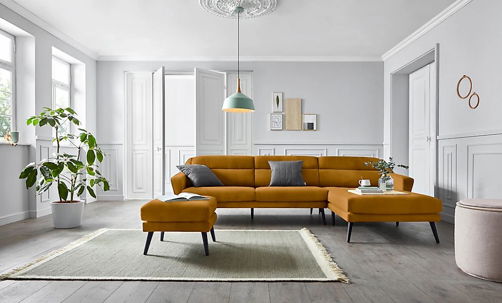 OTTO home Ecksofa "Bille L-Form" mit Naht im Rückenkissen und Beinen aus Ei günstig online kaufen