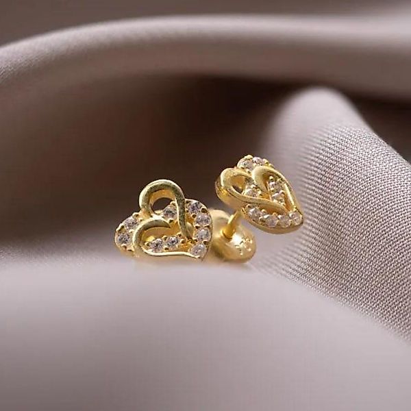 Einzelstück Paar Ohrstecker Ohrstecker Ohrringe 925 Sterling Silber Herz TW günstig online kaufen