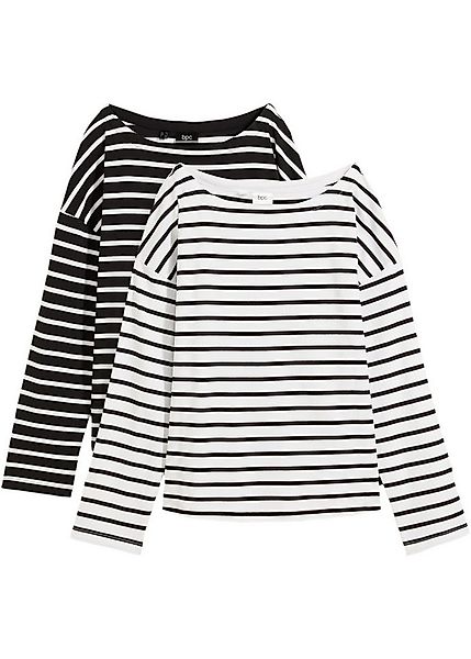 bonprix Langarmshirt (Packung, 2-tlg., 2) Oversize Passform, weiter Ausschn günstig online kaufen