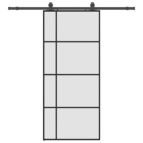 vidaXL Schiebetür mit Beschlag Schwarz 90x205 cm ESG-Glas 3375871 günstig online kaufen