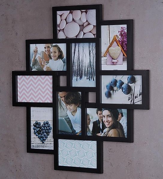 Levandeo® Bilderrahmen Collage, Bilderrahmen schwarz 10 Fotos Fotogalerie F günstig online kaufen