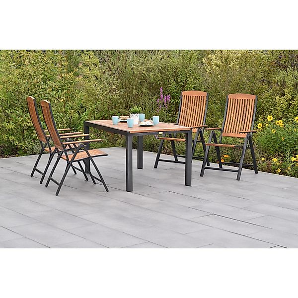 Merxx Athos Set 5-tlg mit Gartentisch Ausziehbar 150/200 x 90cm Aluminium A günstig online kaufen