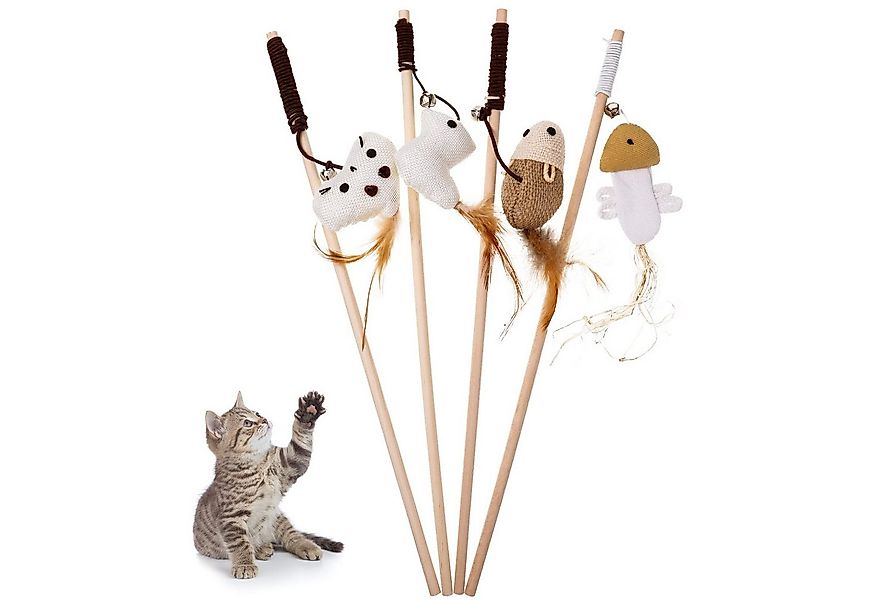 Ledander Tier-Beschäftigungsspielzeug 4 Stück Katzenspielzeug Feder Spielze günstig online kaufen