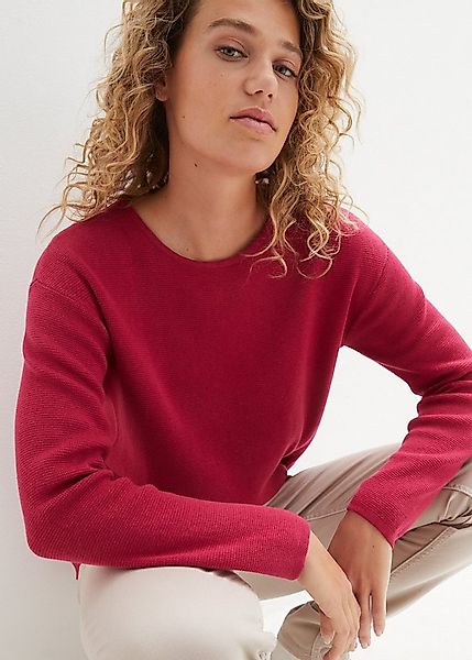 bonprix Strickpullover Milano Rib Pullover mit Rundhals günstig online kaufen