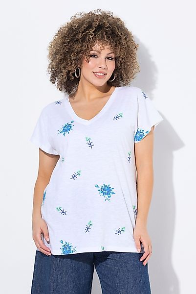 Ulla Popken T-Shirt T-Shirt Stickerei Oversized günstig online kaufen