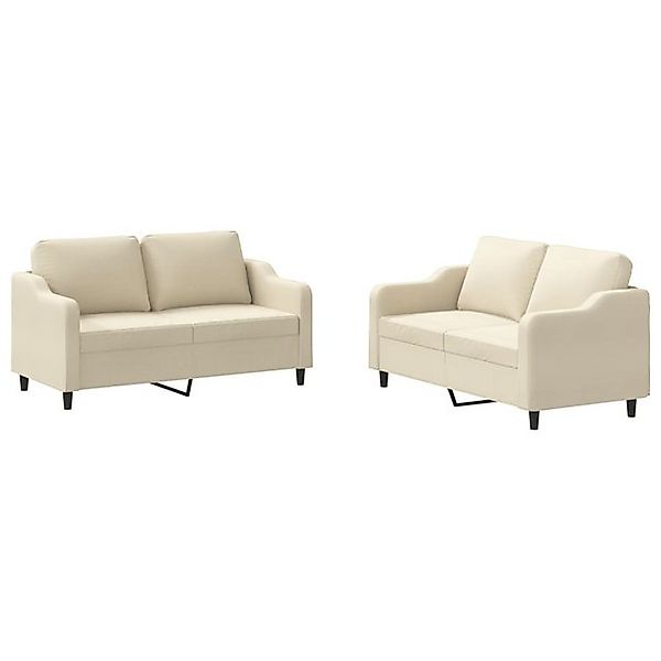 vidaXL Sofa 2-tlg. Sofagarnitur mit Kissen Creme Stoff günstig online kaufen