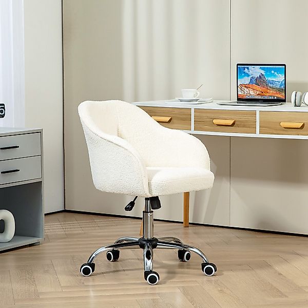 HOMCOM Bürostuhl höhenverstellbarer, mit Wippfunktion, Teddysamtoptik günstig online kaufen